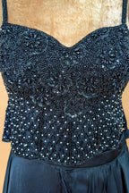 Blue Net Cutdana Worked Crop Top Palazzo Set with Attached Dupatta