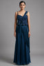 Blue Net Cutdana Worked Crop Top Palazzo Set with Attached Dupatta