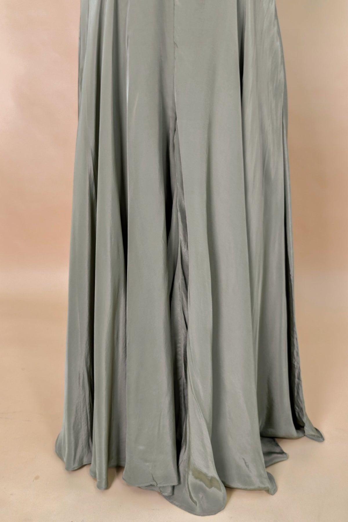 Grey Crepe Silk Cutdana Sequin Worked Crop Top Palazzo Suit