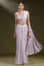Lavender Imported Ready to Wear Saree with Sequin and Beaded Heltar Neck Blouse