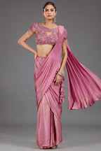Onion Pink Tissue Shimmer Ready to Wear Saree