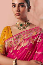 Dark Pink Georgette Traditional Bandhej Weaving Saree