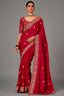 Red Georgette Satin Crepe Saree with Sequin Embroidery Work