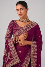 Purple Organza Saree with Embroidery