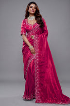 Rani Pink Tissue Dola Silk Saree