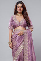 Saree with Readymade Lavender Blouse
