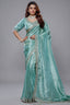 Aqua Blue Tissue Dola Silk Solid Saree