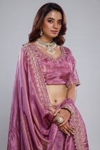 Saree with Readymade Mauve Purple Blouse