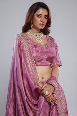Saree with Readymade Mauve Purple Blouse
