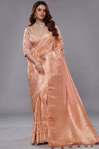 Light Peach Tissue Dola Silk Woven Saree