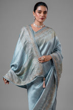 Blue Cutdana and Beaded Worked Saree