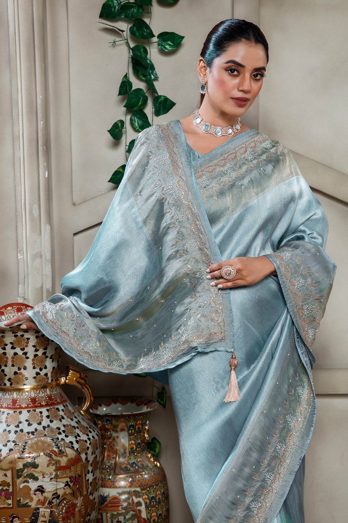 Aqua Blue Saree