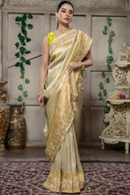 Light Mint Green Saree with Cutdana and Beaded Worked