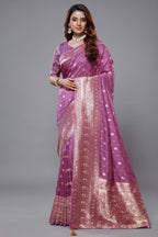Lilac Purple Dola Silk All Over Woven Saree