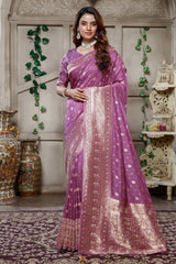 Lilac Purple Woven Saree