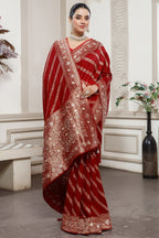 Crimson Red Dola  Saree