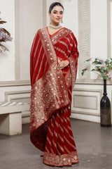 Crimson Red Dola  Saree