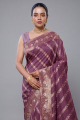 Wine Purple Saree with Beaded and Gota Work