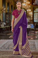 Purple Art Silk Weaving Saree