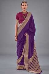 Purple Art Silk Weaving Saree