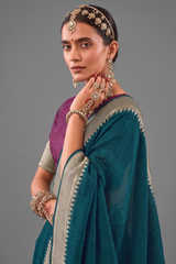 Rama Blue Art Silk Weaving Saree