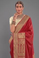 Red Art Silk Weaving Saree
