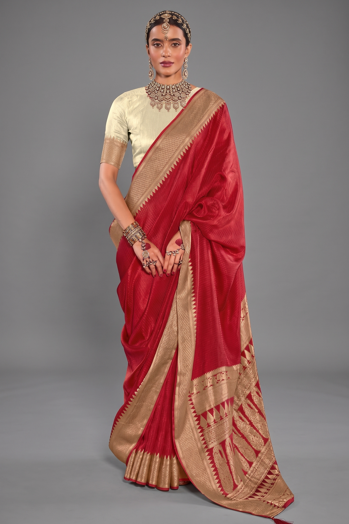 Red Art Silk Weaving Saree