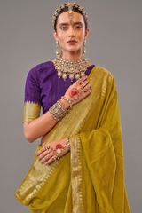 Yellow Art Silk Weaving Saree