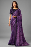 Deep Purple Two-Tone Satin Silk Saree with Abstract Digital Print and Beads Embellishment