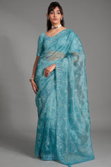 Pastel Sea Green Tissue with Heavy Sequined Border