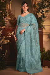 Pastel Sea Green Tissue with Heavy Sequined Border