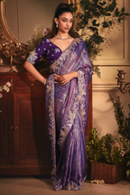 Deep Royal Purple Shimmer Tissue with Heavy Sequined Border