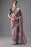 Lavender Mauve Organza Saree In Scallop Border