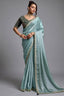 Evergreen Mist Seafoam Green Organza Satin Saree with Lace Border