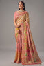 Champagne Peach Dola Silk Saree Detailed with Delicate Pastel Threadwork