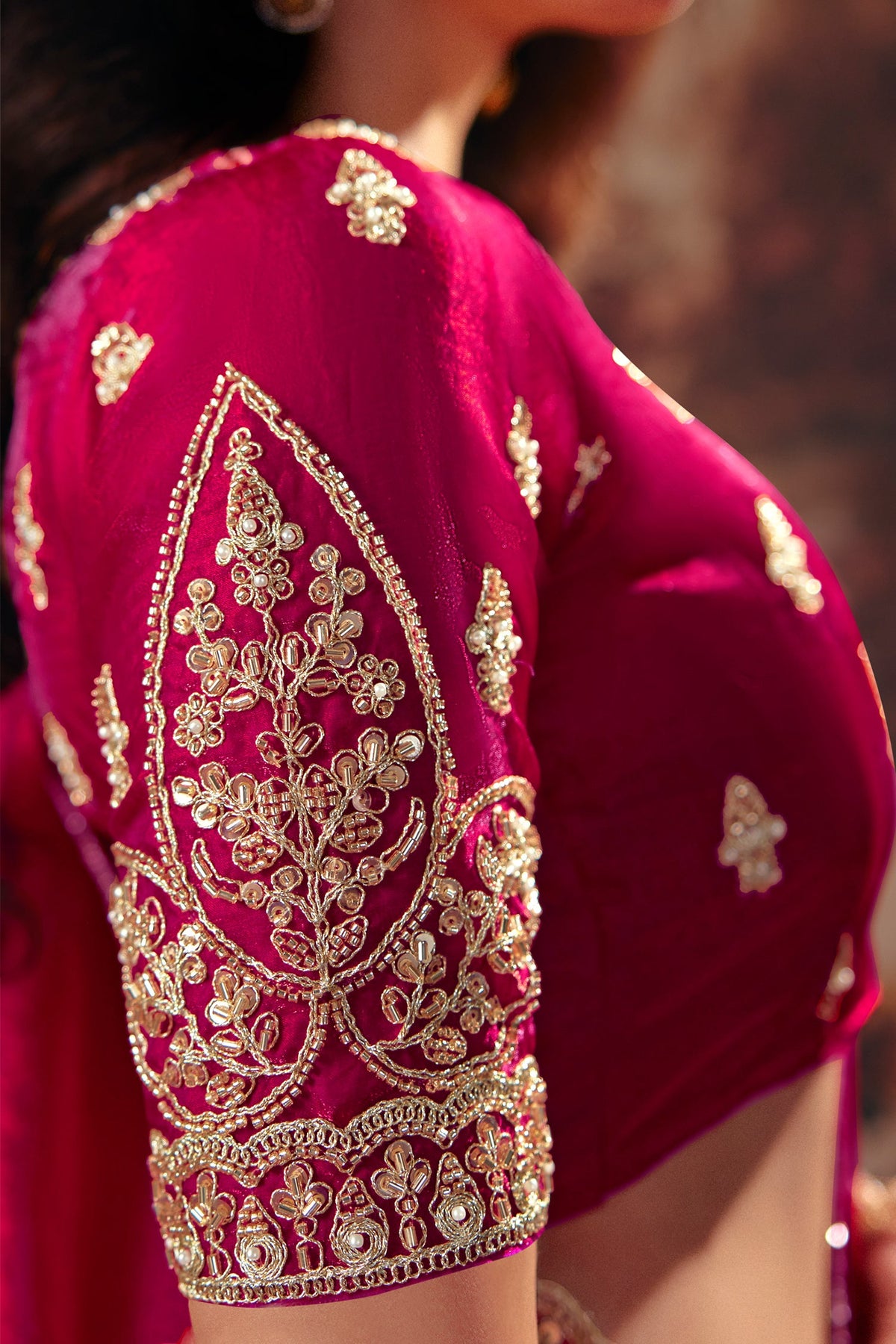 Deep Wine Red Fendy Satin Saree with Embellished Border
