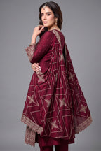 Dark Maroon Art Silk Sequin Embroidered Anarkali Suit