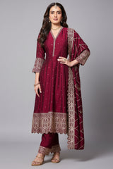 Dark Maroon Art Silk Sequin Embroidered Anarkali Suit
