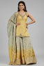 Yellow Tissue Mirror and Bead Worked Palazzo Suit