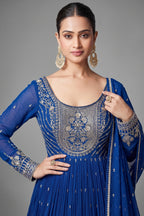 Blue Georgette Sequin Embroidered Anarkali Suit