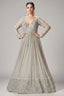 Silver Georgette Sequinned V Neck Anarkali Suit