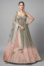 Grey and Pink Tissue Anarkali Suit with Sequinned and Beads Work
