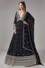 Black Chinon Mirror and Embroidered V Neck Anarkali Suit