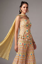 Light Yellow Georgette Embroidered Palazzo Suit