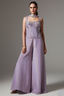Lilac Purple Tissue Silk Seuqins Beaded Corset Palazzo Set