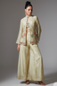 Cream Tissue Silk Sequin Beaded Worked Crop Top Palazzo Set