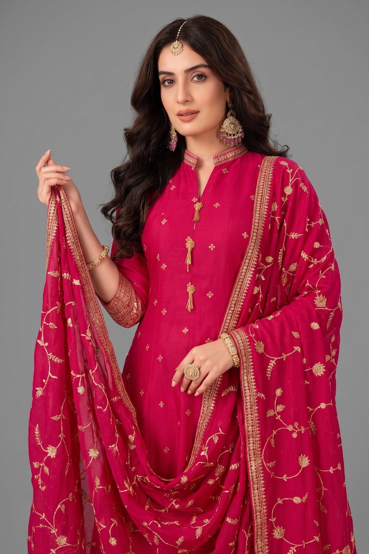 Pink Art Silk Sequins Embroidered Anarkali Suit