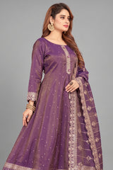 Purple Two Toned Tissue Sequin Embroidered Anarkali Suit