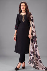 Black Art Silk Straight Cut Suit