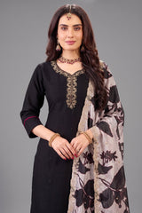 Black Art Silk Straight Cut Suit